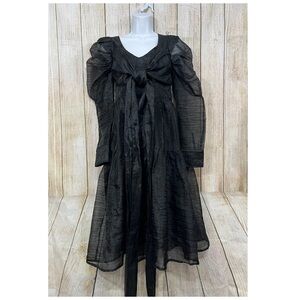 Black‎ Whimsigoth Organza Dress Puff Sleeves Sz S Coquette Milkmaid Romance